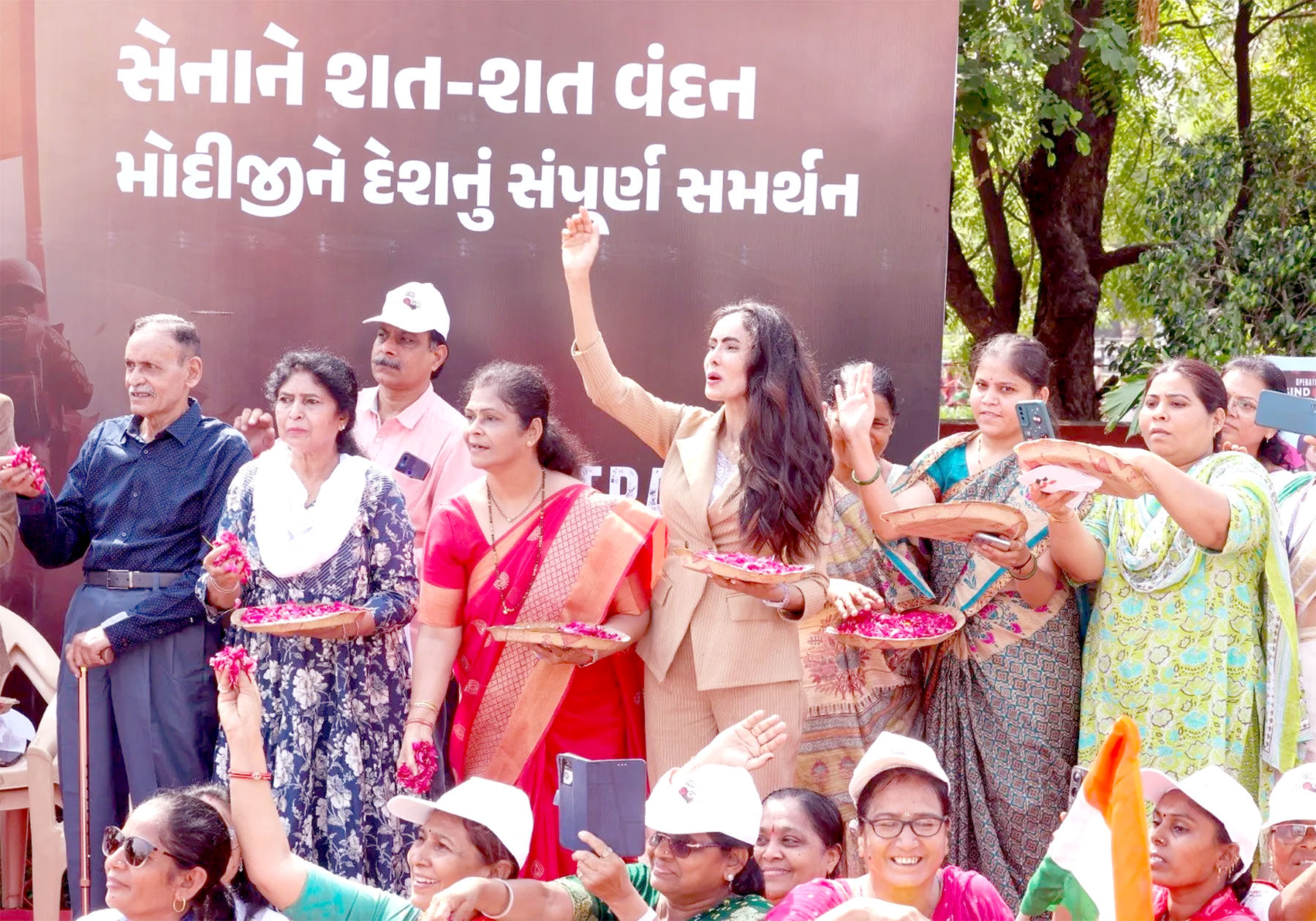 Col. Sophia Qureshi's family joins PM Modi's roadshow.